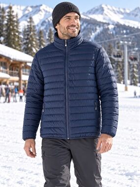 Swiss Tech Men’s XL Dark Blue Full Front Zip Flat Puffer Jacket